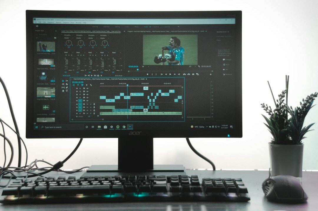 video editor at computer