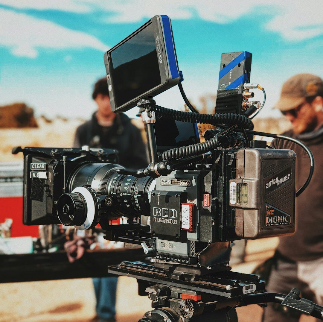 filmmaker reviewing footage