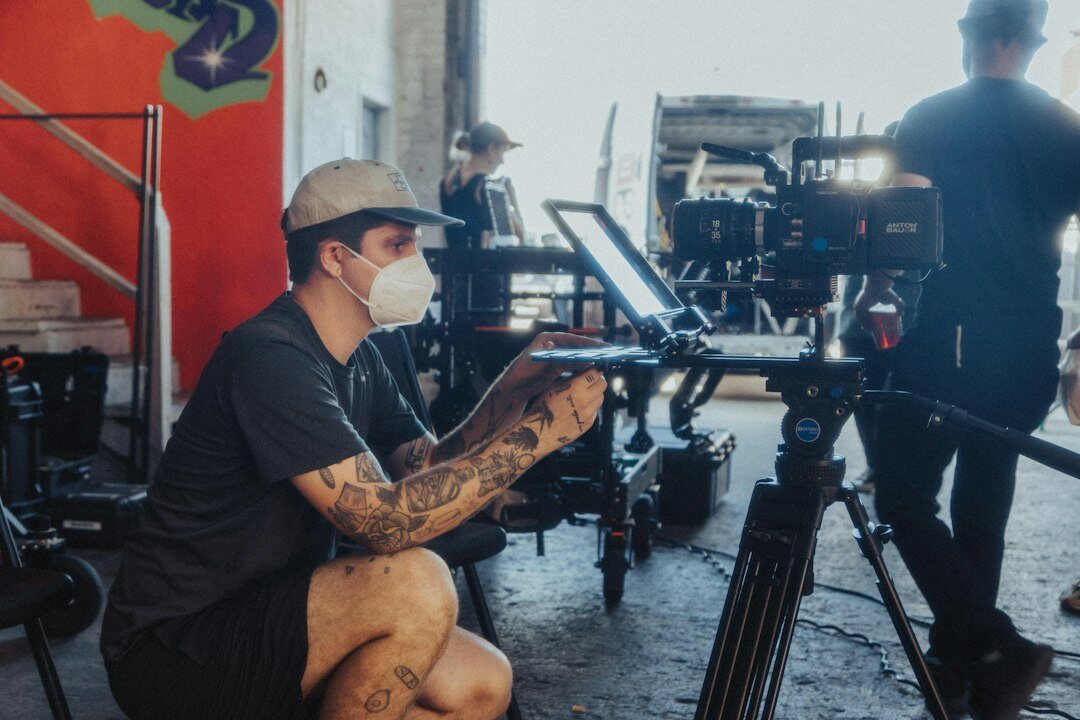 director planning film scene
