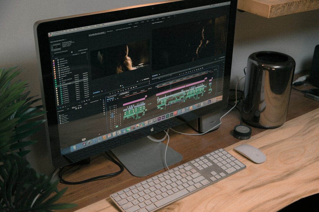 video editor at desk